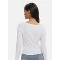 thumbnail image 5 of Women's Scoop Neck Long Sleeve Slim Fitted Casual Basic Crop Top, 5 of 6