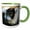 Green/White, variant on 3drose, Madagascar,vakona Lodge, Lemur Island. Black and White Ruffed Lemur., 11oz Two-tone Yellow Mug