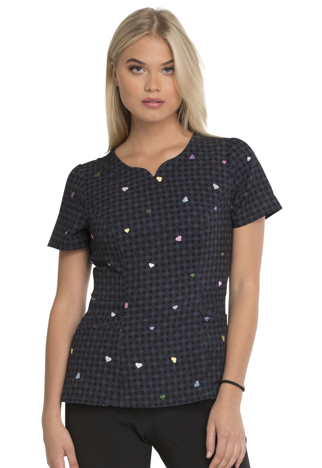 HeartSoul Heartsoul Prints Scrubs Top for Women Shaped VNeck, Plus