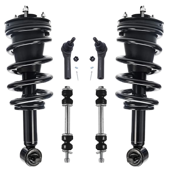 Detroit Axle - 4WD w/o Magnetic Ride Control Front Struts Sway Bars Outer Tie Rods Replacement for 2014-2018 Chevy Silverado 1500 GMC Sierra 1500