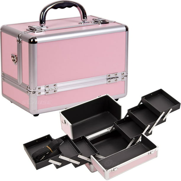 3-Tiers Expandable Trays Pink Makeup Case - C0001 - Walmart.com ...