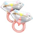 thumbnail image 1 of Heytea, Globo con anillo de diamantes en oro rosa - 26 pulgadas, paquete de 2 - Globo con anillo de compromiso, fiesta de compromiso - Globo de aluminio con anillo para decoración, 1 of 5