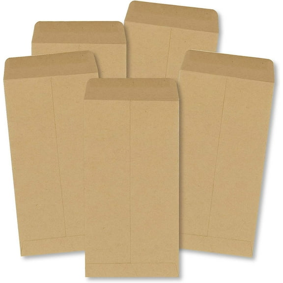 Money Envelopes, 500 Pack Kraft Cash Envelopes, Small Parts Envelopes with Gummed Seal, 3.5 x 6.5 Inches