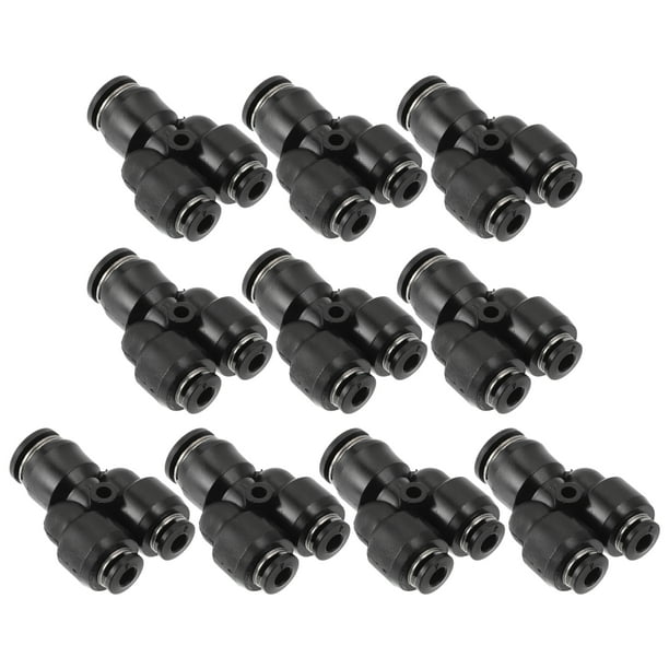 Conectores de aire Push to Connect 5/16"x5/32"x5/32" tipo Y, adaptadores rápidos de línea de aire, 10 piezas, tono negro y plateado