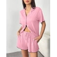 thumbnail image 2 of Ekouaer Womens Pajama Sets Button Up Bride Pjs Set 2 Piece Soft Sleepwear Short Sleeve Lounge Sets with Shorts, 2 of 6
