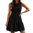 thumbnail image 6 of Efsteb Dresses for Women Elegant Sleeveless Round Neck Ruffle Hem Mini Dress Casual Tiered Lightweight Summer Sundress for Everyday (Black,L), 6 of 7