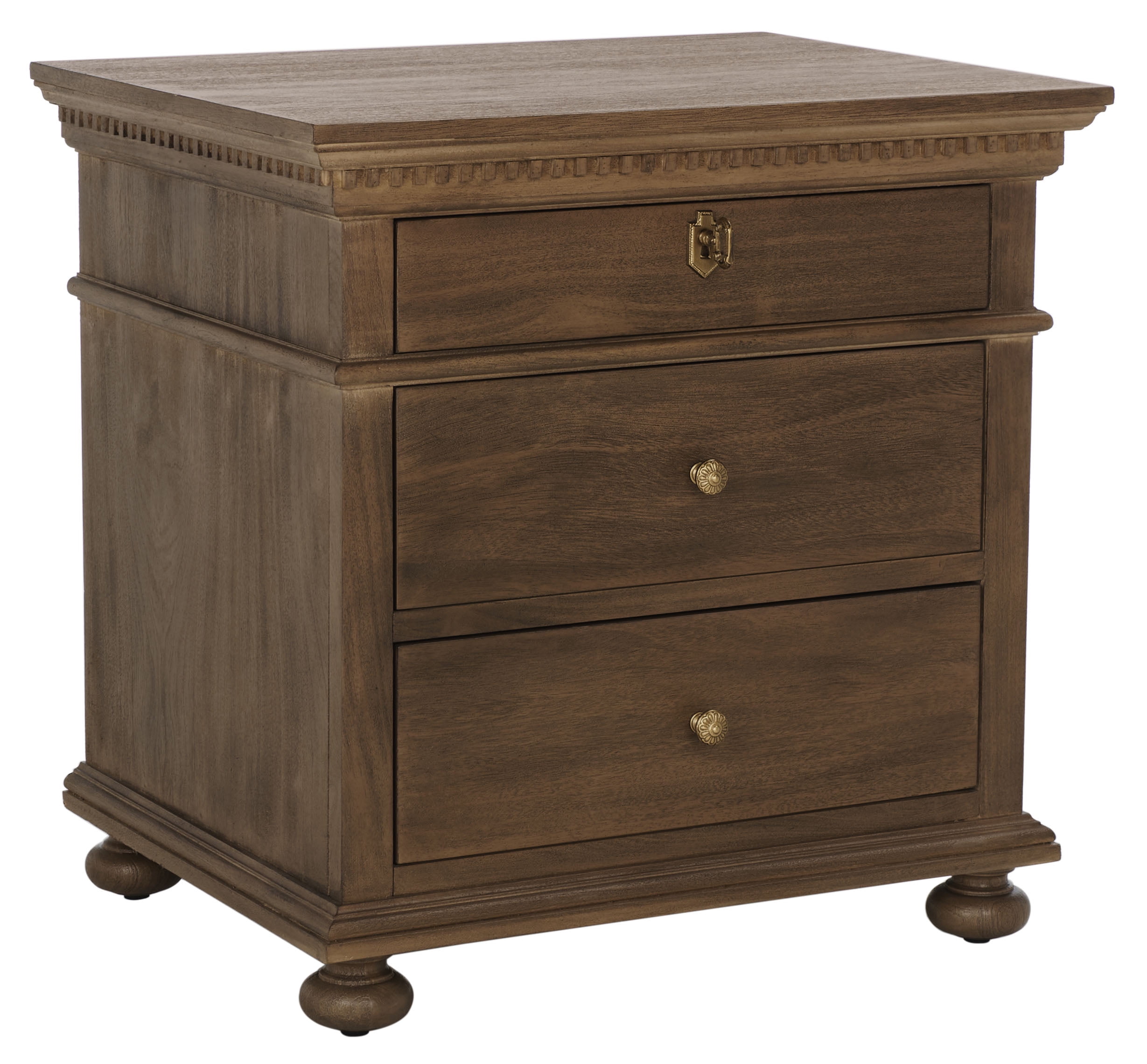 SAFAVIEH Couture Allisyn Glam Nightstand with 3 Drawers, Brown