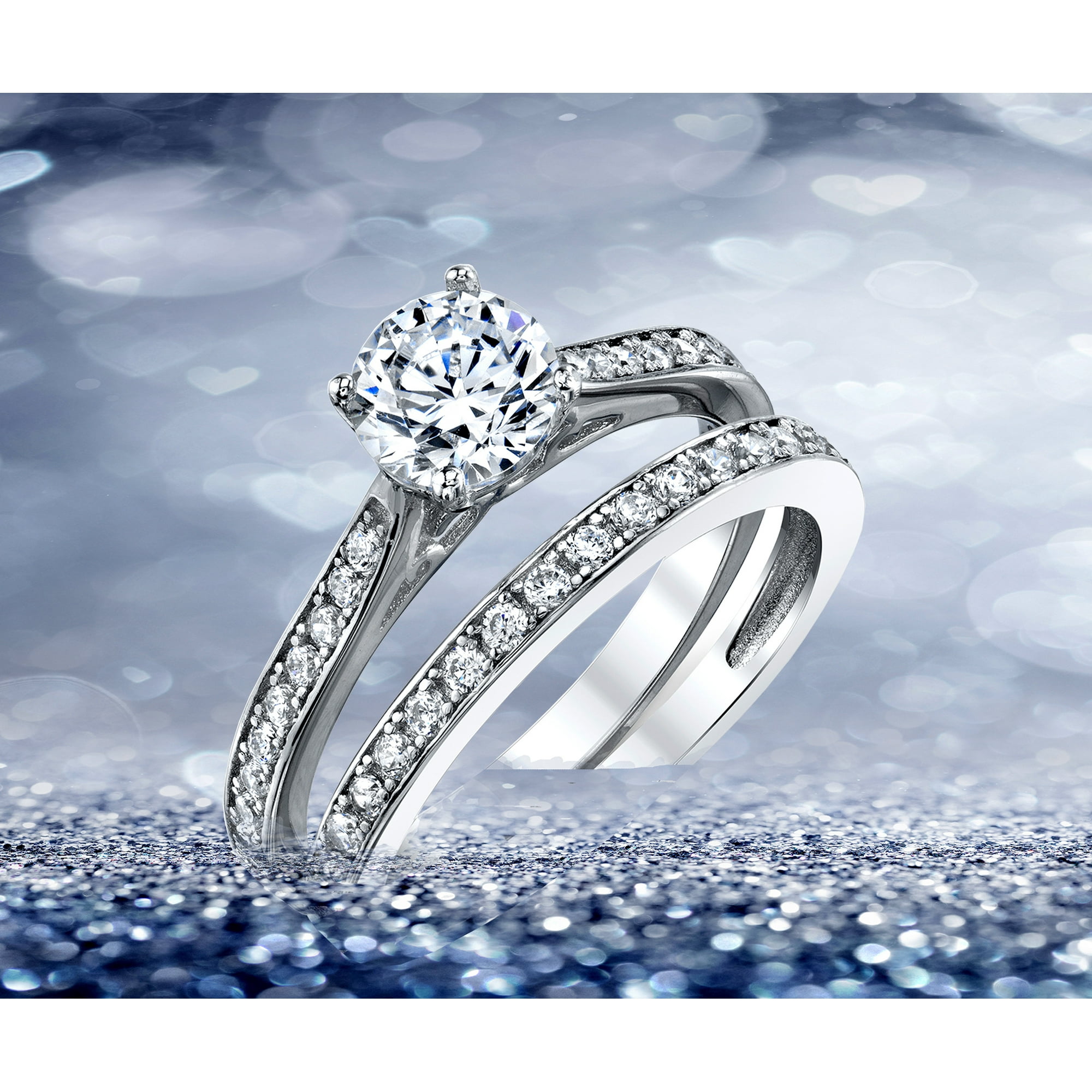 Metal Masters Co. Women s Cubic Zirconia Wedding Engagement Anniversary Solitaire Ring Bridal Sets 925 Sterling Silver 5 Silver