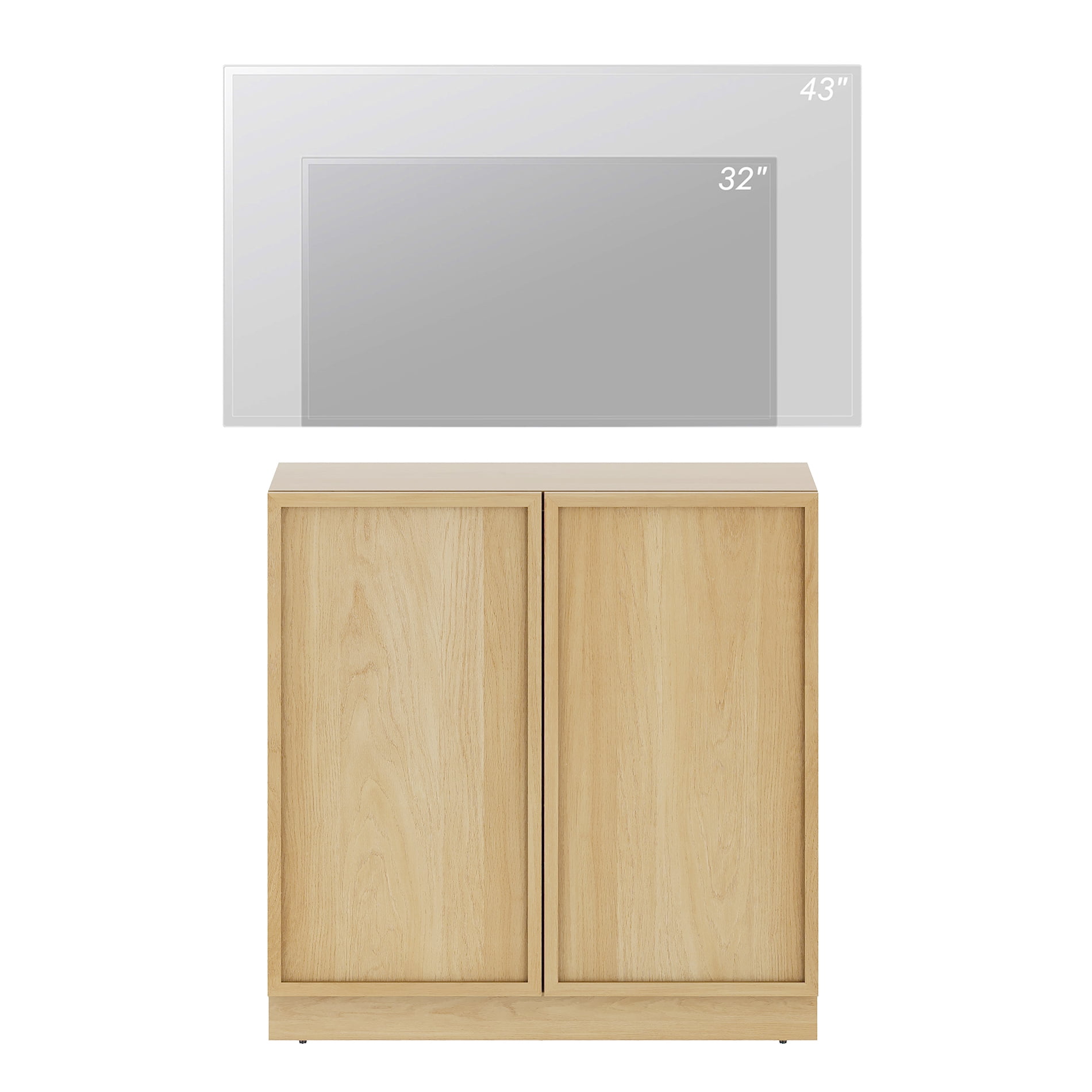 WAMPAT Modern TV Stand for TVs Up to 40", Wooden Entertainment Center TV Console with 2 Doors and Adjustable Shelf, Media Console Cabinet for Living Room, Bedroom, Oak
