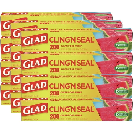 (12 pack) Glad Cling N Seal Food Wrap 200 sq ft Roll