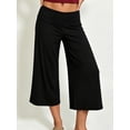 thumbnail image 6 of LMLYSoH Women’s Wide Leg Capri Pants Fold Over Waist Loose Cropped Pants, 6 of 8