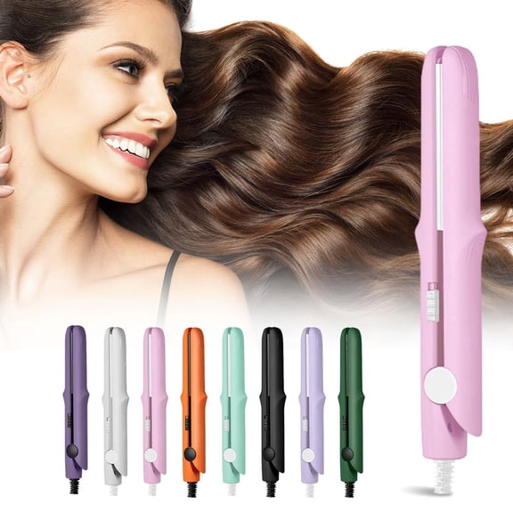 Mini Dual Purpose Curling Iron, 2026 New 2-in-1 Mini Curling Wand Flat Iron Hair Straightener, Portable Travel Curling Wand Hair Straightener