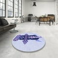 thumbnail image 3 of Ahgly Company Indoor Round Patterned Lavender Blue Area Rugs, 5' Round, 3 of 6