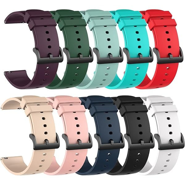 wonima11 [10-Pack Compatible with FITVII H56 HM57 HM78, RUIMEN D1 H1, TOOBUR IDW16, KEEPONFIT IDW21, TOZO S5 Smartwatch Strap, 22mm Soft Silicone Glossy Replacement Wristband Sport Band Bracelet