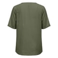 thumbnail image 5 of YMNXA Women's T Shirt Short Sleeve V Neck Solid Color Comfortable Breathable Loose Fit Tee Top For Casual Daily Wear,Army Green,L, 5 of 5