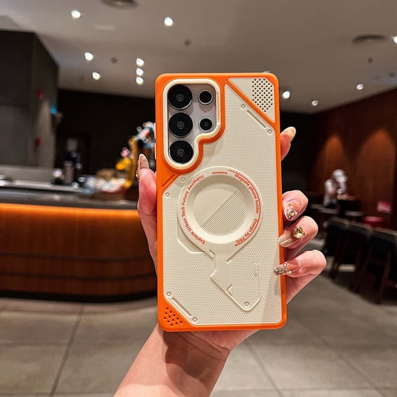 TECH CIRCLE for Samsung Galaxy S26 Ultra Case with Cooling Vents, Magnetic Phone Cover, Compatible with MagSafe Chargers, Support Wireless Charging Case, Protective Cute Slim Case, Orange