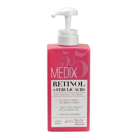 Medix 5.5 Retinol Cream with Ferulic Acid Anti-Sagging Treatment. Targets Crepey Wrinkles and Sun Damaged Skin. Anti-Aging Cream Infused With Black Tea, Aloe Vera, And Chamomile
