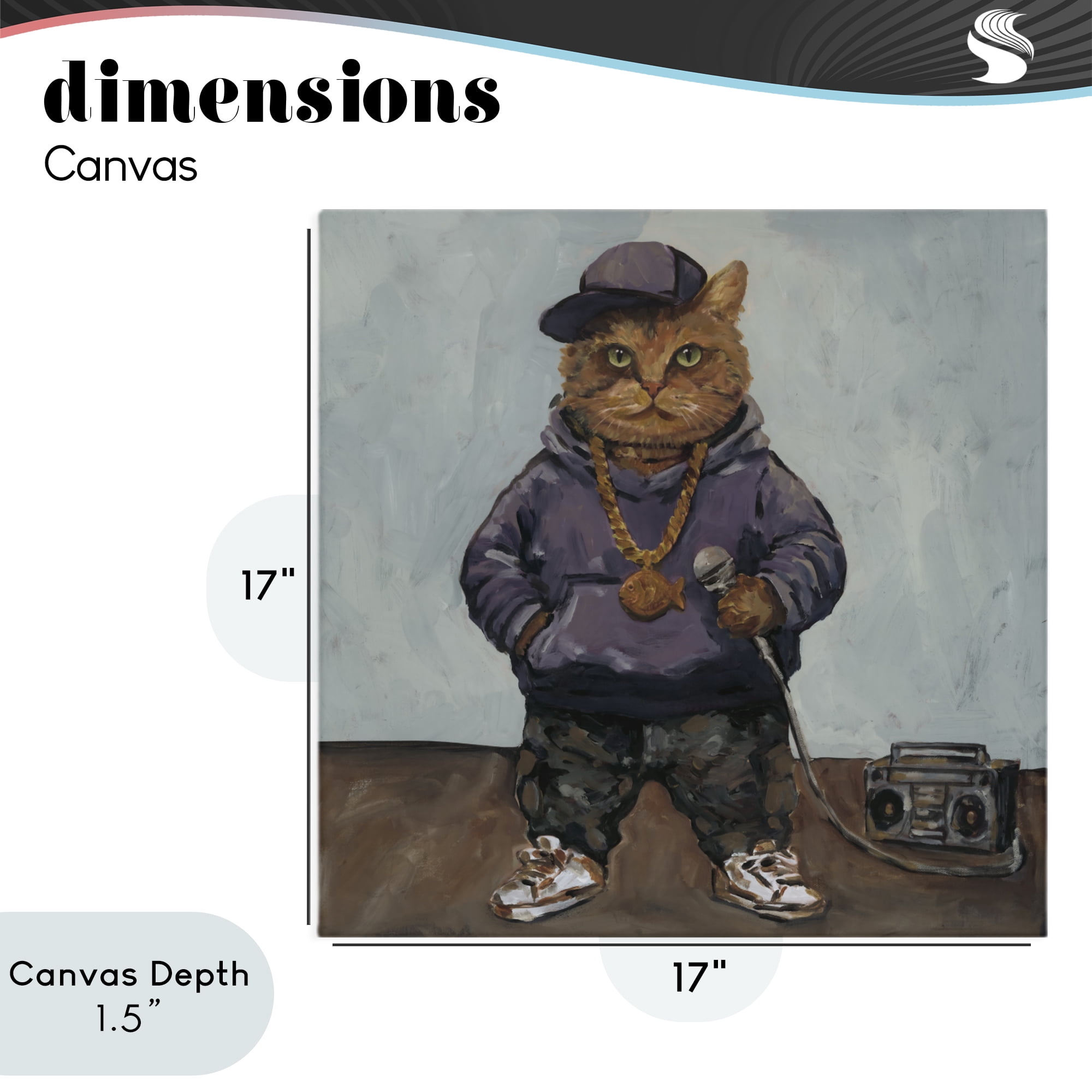 Stupell Industries Urban Hip-Hop Cat Canvas Wall Art, design by Studio Bautista