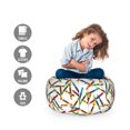 thumbnail image 2 of Crayon Storage Toy Bag Chair, Continuous Pattern of Cartoon Drawn Painting Crafts on Plain Background, Stuffed Animal Organizer Washable Bag, Large Size, Multicolor, by Ambesonne, 2 of 3