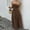 (Fasion 126)Brown, variant on Women Strapless Polka Maxi Dress High Waist Slim A-Line Flare Casual and Comfortable Summer Dress