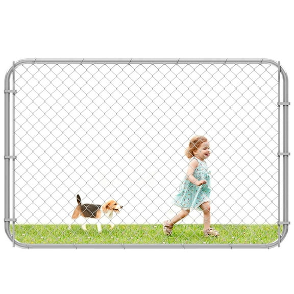 26"-72" W x 4' H Fence Gate Kit, Adjustable Width Chain Link Outdoor Metal Garden Gate, Anti-Rust for Yard and Farm