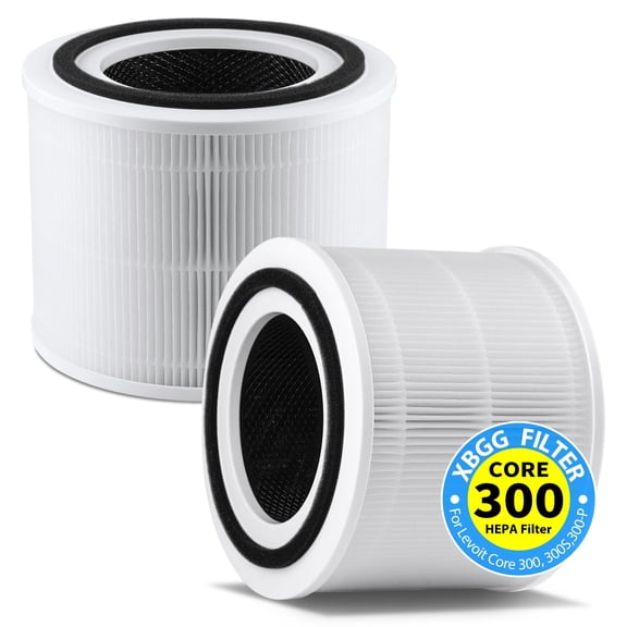 XBGG 2 pack Core 300 Replacement Filter for Levoit Core 300 / 300S / 300-P Air Purifiers, Compatible with Part #Core 300-RF