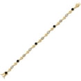 thumbnail image 2 of Gem Stone King 18K Yellow Gold Plated Silver Black Onyx and White Created Sapphire and White Lab Grown Diamond Bracelet for Women (2.12 Cttw, Gemstone December Birthstone, Round 4MM, 7.5 inch), 2 of 6