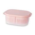 thumbnail image 1 of Bearachild Organizador de refrigerador, caja apilable para lavar frutas y verduras, cajón de doble capa, contenedor separado, ensaladera Organizadores de utensilios de cocina Rosado Bearachild HA009436-03, 1 of 6