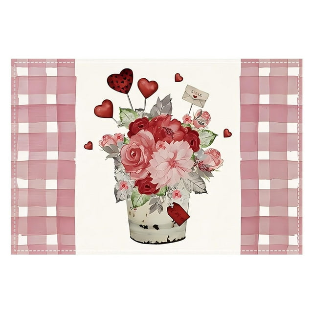 Valentine's Day Letter Print Placemat Festive Table Heat For Table Runners for round Tables Plate Mats And Place Mat Tall Dining Table Set for 4 Small Table Mats for Dining Room Table round