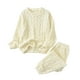 thumbnail image 1 of Conjunto de pijama de felpa para mujer talla grande: camiseta de manga larga y pantalones. Ropa cómoda para estar por casa en invierno con estampado jacquard., 1 of 4