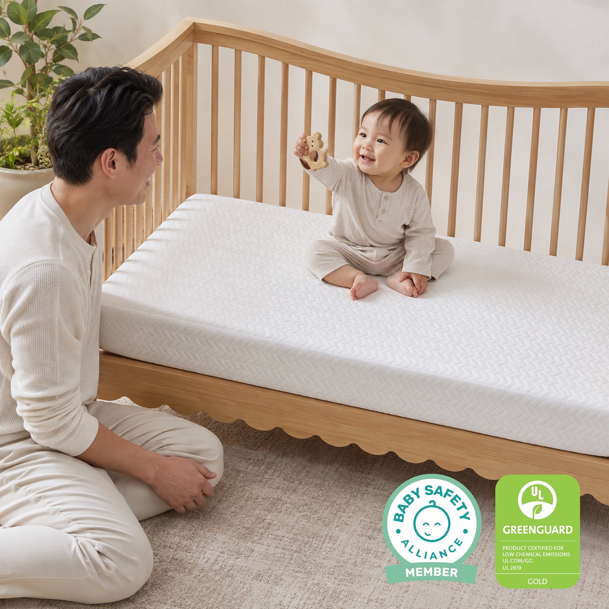 Dream On Me Baby Swan 5" Premium Full-Size Crib & Toddler Mattress, GREENGUARD Gold & BSA Certified, Water-Resistant, Machine Washable Cover