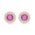 thumbnail image 2 of Rosec Jewels Natural Pink Tourmaline Stud Earrings for Women - AAA Grade - Pink Tourmaline Diamond Earrings - with Jewelry Box, 10K Yellow Gold, 2 of 6