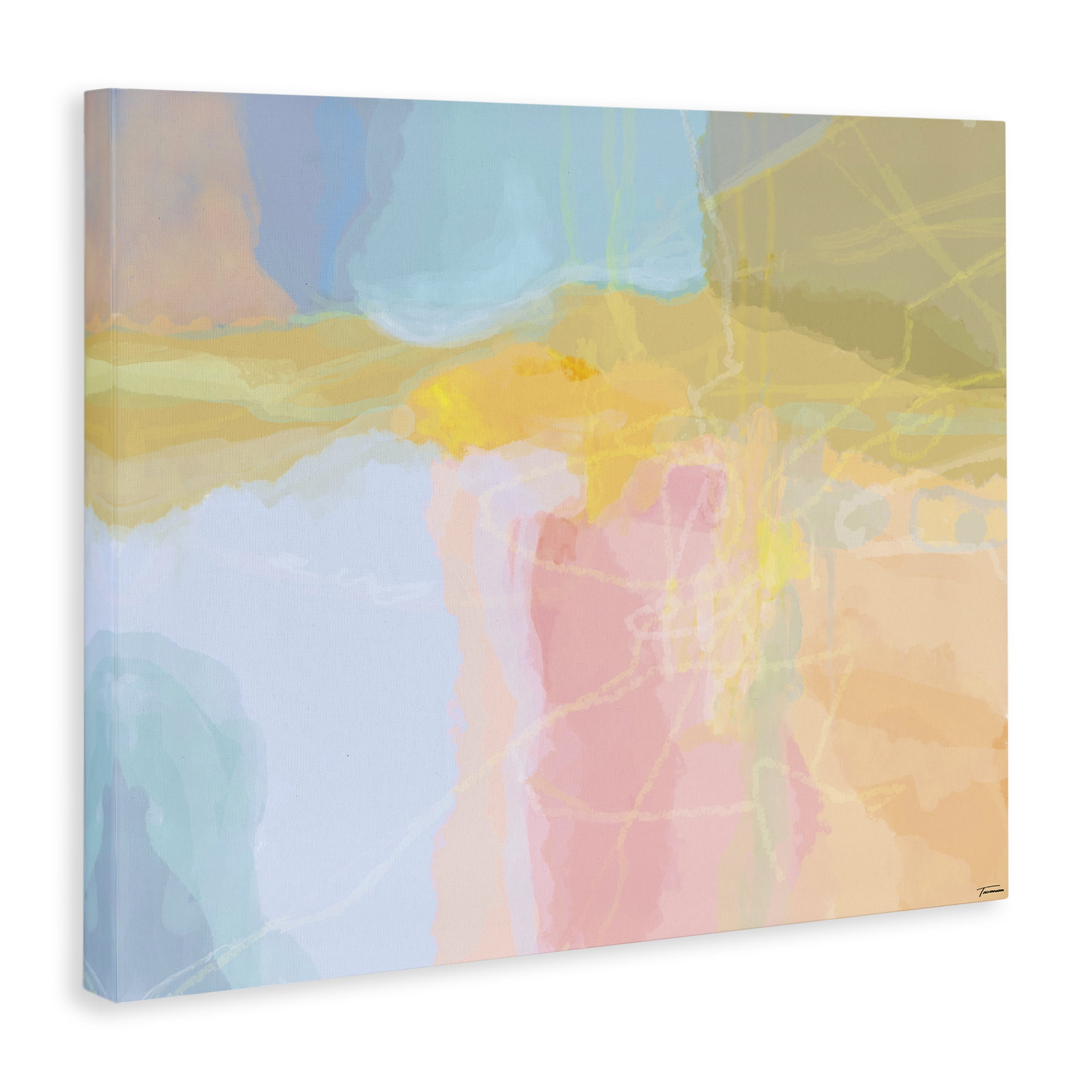 Stupell Industries Pastel Collaged Pattern Abstract Painting Gallery Wrapped Canvas Art Print Wall Art, 40 x 30