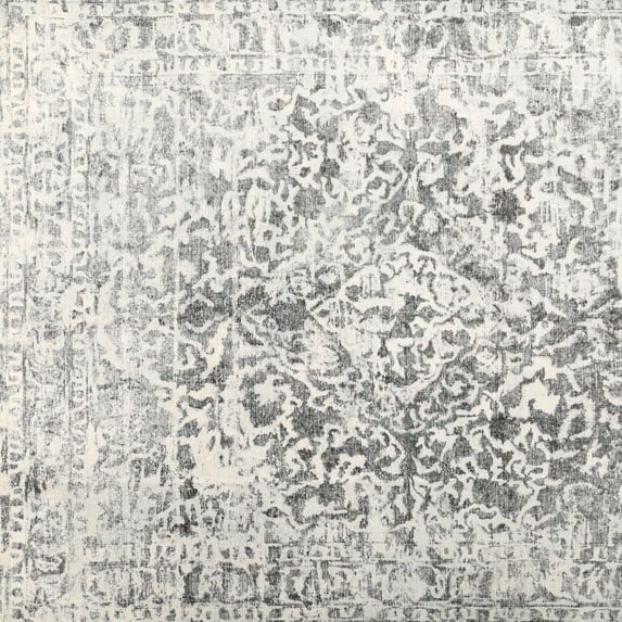 Ahgly Company Machine Washable Indoor Square Contemporary Dark Goldray Area Rugs, 9' Square