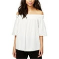 thumbnail image 2 of Rachel Roy Womens Smocked Baby Doll Blouse, White, Medium, 2 of 7