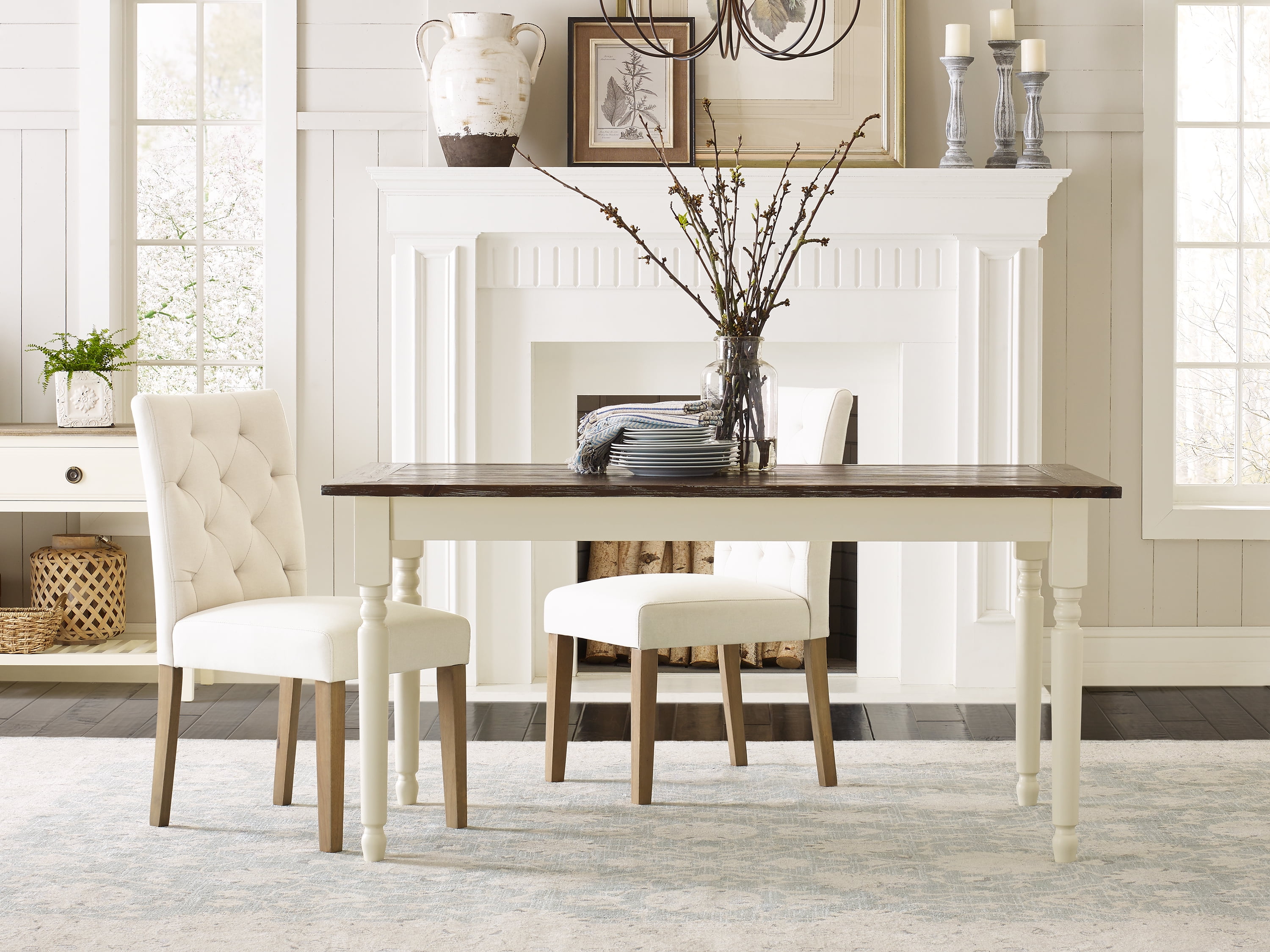 Finch Westport Tufted Armless Dining Side Chairs, Vintage Cream (Set of 2)