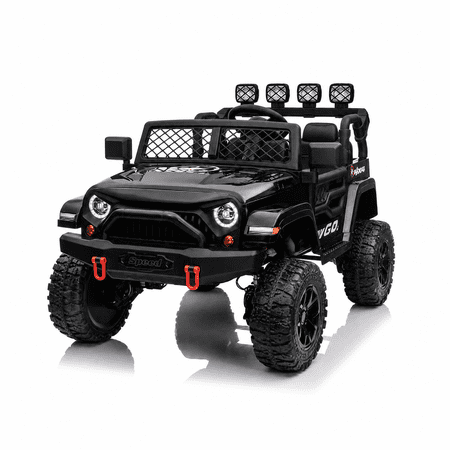 Kids 2-Seater Ride On Jeep, 24V 7Ah 4WD Four 550 Motors, Remote Control, EVA Wheels, Spring Suspension, LED Lights & Music for Ages 3+