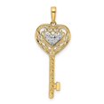 thumbnail image 1 of Quality Gold M2932 Pendentif Clé en Filigrane Cœur Découpé Diamant Jaune & Rhodium 14K, 1 of 1