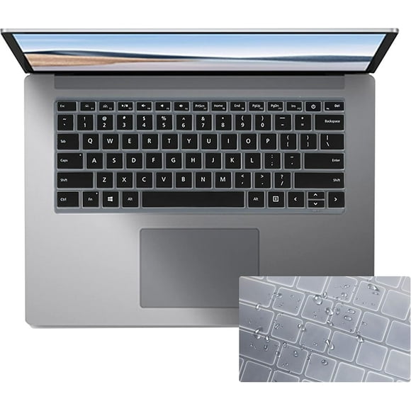 shiyou-2 Pack Keyboard Cover for Microsoft Surface Laptop 6 5 4 3 13.5" & 15", Surface Laptop Studio 14.4 Keyboard Skin US Layout-Black+Clear