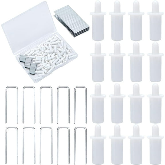 1 Box 120Pcs Shutter Repair Tool Set Including 60Pcs White Spring Loaded Shutter Pins and 60Pcs Tilt Rod Louvers Staples Home Windows Blind Repair Replacement Tools Supplies 1box