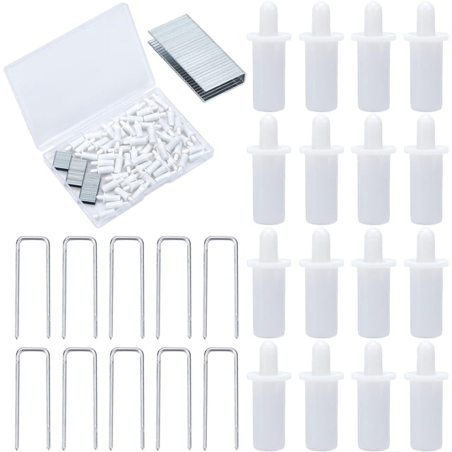 1 Box 120Pcs Shutter Repair Tool Set Including 60Pcs White Spring Loaded Shutter Pins and 60Pcs Tilt Rod Louvers Staples Home Windows Blind Repair Replacement Tools Supplies