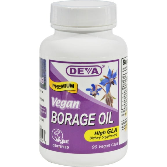 Deva Vegan Vitamins Borage Oil 500Mg Vegan 90 Vegan Caps 2 Pack