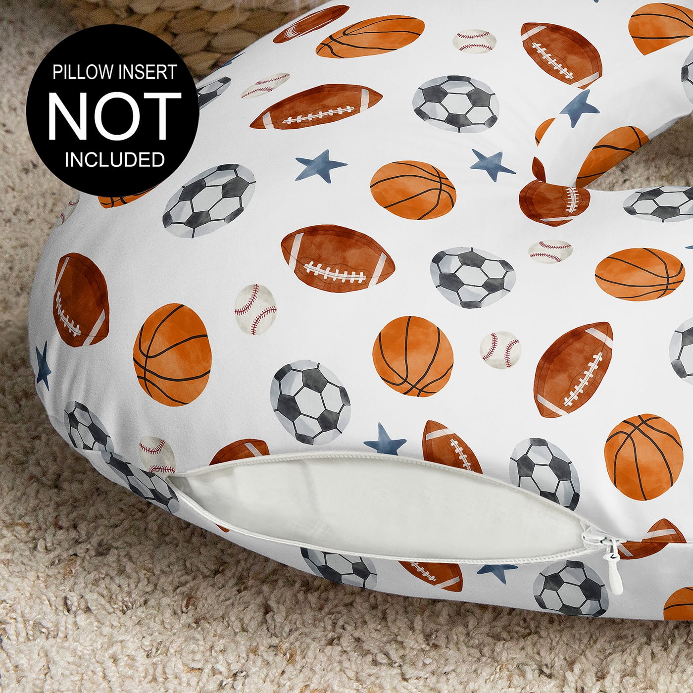 Sweet Jojo Designs Watercolor Sports Theme Boy Nursing Pillow Cover Case (Pillow Not Included)
