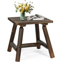 Outdoor Adirondack Side Table, 19.5" Thick Wooden Patio Square End Table with Slatted Tabletop, Solid Wood Rustic Accent Table for Indoor & Garden Deck Porch Balcony Backyard, Carbonized
