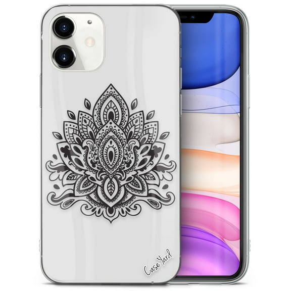 Case Yard iPhone-12-Mini Case Clear Soft & Flexible TPU Ultra Low Profile Slim Fit Thin Shockproof Transparent Bumper Protective Cover Drop Protective Cell Phone Cases (Lotus Mandala)