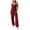 Wine, variant on MLCDZ Women's Plus Size Backless Halter Jumpsuit Deep V Neck Sleeveless wide leg Loose Long Pants Summer Romper with Pockets