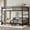Full + Walnut + MDF + Metal, variant on Queen over Queen Metal Bunk Bed Separable into Loft Bed and Platform Bed with Raised Security Fence, Vintage Wood-Colored MDF+Metal, 82.7L x 65.4W x 59.1H Inches