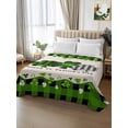 thumbnail image 3 of California King Size Flat Sheet Only, St. Patrick's Day Soft Brushed Microfiber Bed Sheets, Green and Black Checkered Lucky Hotel Quality Breathable Bedding Top Sheet, Easy Care, 108"x98", 3 of 9