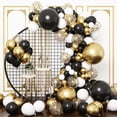 thumbnail image 2 of Arco de globos de cumpleaños de oro negro - 133 Kit de arco de globos de oro y negro Decoración de globos de látex de oro negro para hombres Fiesta de cumpleaños, boda, 2 of 4