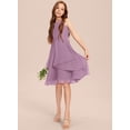 thumbnail image 2 of Drtj 2-14T Kids Junior Bridesmaid Wedding Dress A-line Scoop Knee-Length Chiffon Flower Girl Dresses, 2 of 6